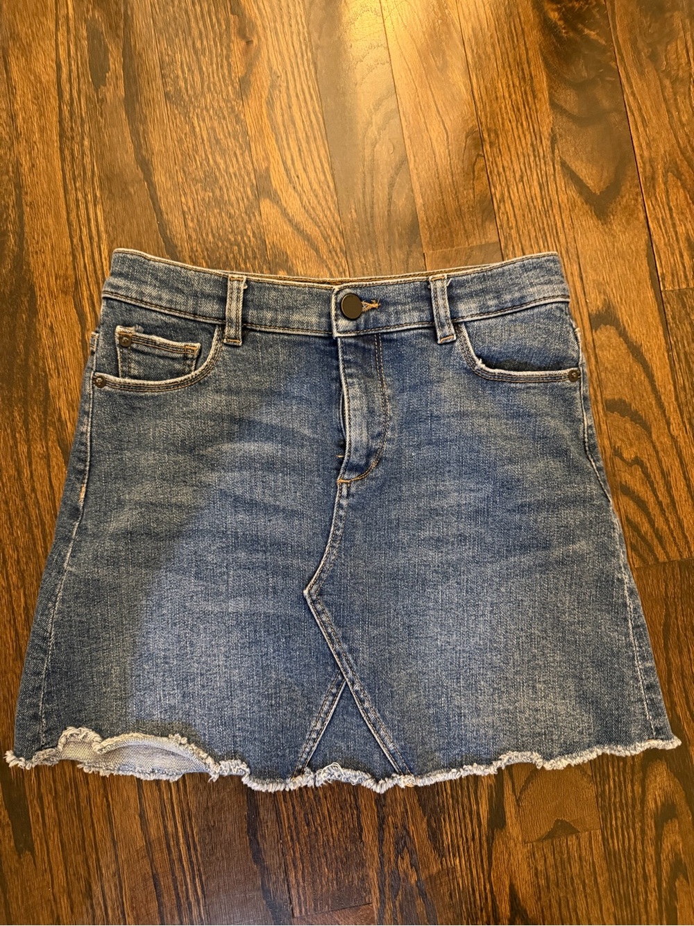 DL1961 girls Denim A-Line Mini Skirt with Frayed Hem